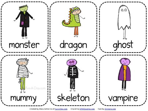 Monster Themed Halloween Matching Game Printable Fun A Day