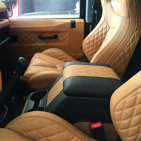 Quilted Leather Interior On The Defender Custom Made In Tan With Black