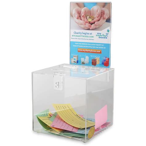 Home Improvement Clear Acrylic Plexiglass Donation Box Easy Drop Funnel