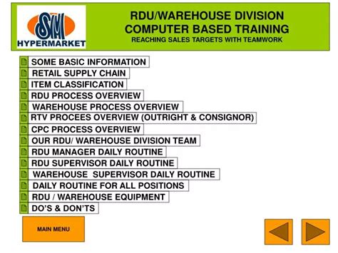 Ppt Rduwarehouse Division Computer Based Training Reaching Sales