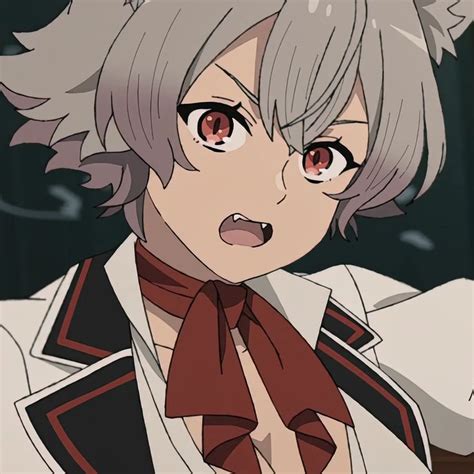 An Anime Character With Grey Hair And Red Eyes