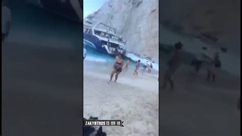 Landslide On Navagio Beach On Zakinthos Island September 2018 Youtube
