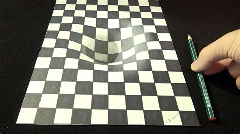 How To Draw D Grid Illusion Anamorphic Art Vamos Youtube