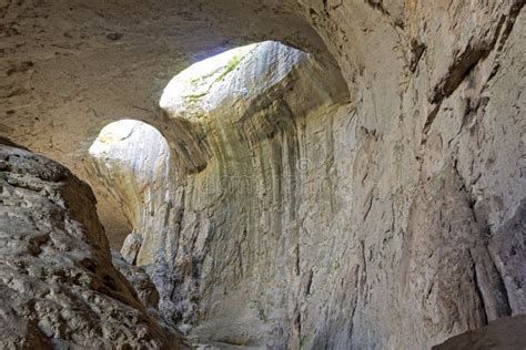 Prohodna Cave Known As God S Eyes Bulgaria Stock Image Image Of