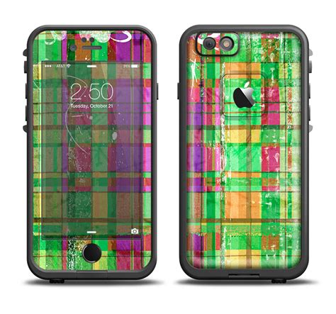 The Purple And Green Plad With Floral Pattern Apple Iphone 66s Plus Lifeproof Fre Case Skin Set