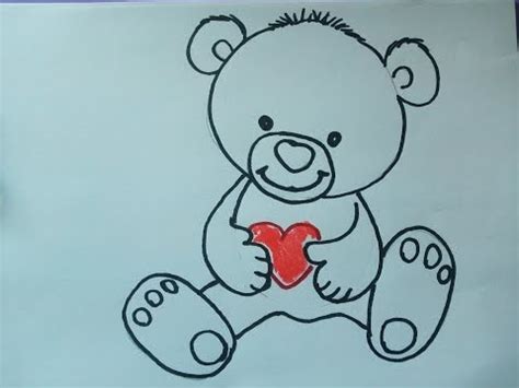 So malt (zeichnet) man ganz einfach einen teddybär mit herz zum muttertag, vatertag, valentinstag oder geburtstag.jeder kann malen, zeichnen und basteln. Einen Teddy (Teddybär) zeichnen zeichnen. Kuschelbär malen ...