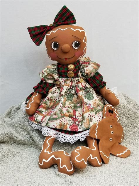 Primitive Raggedy Gingerbread Doll Gingey Doll Gingerbread Girl Doll Handmade Raggedy Doll