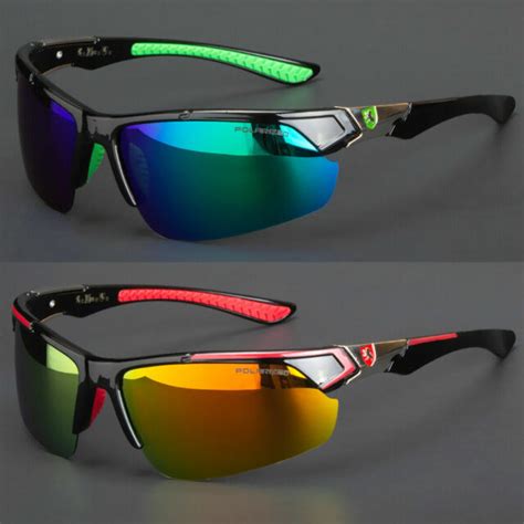 New Men Polarized Sunglasses Sport Wrap Around Mirror Driving Eyewear Glasses Ebay