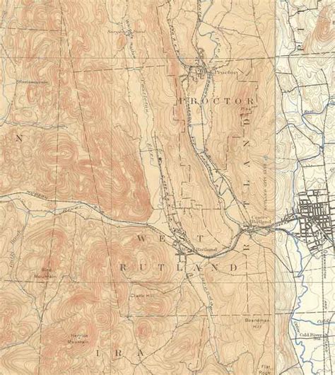 West Rutland Vt 1897 Usgs Old Topo Map Town Composite