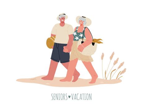 Cartoon Of A Old Couple Beach Illustrations Royalty Free Vector