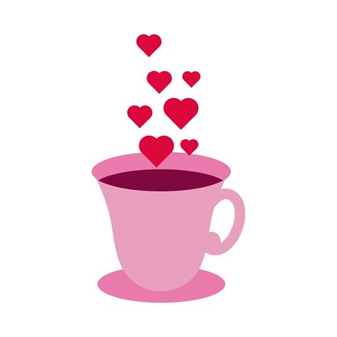Happy Valentines Day Coffee Cup With Heart Line Style 2562948 Vector
