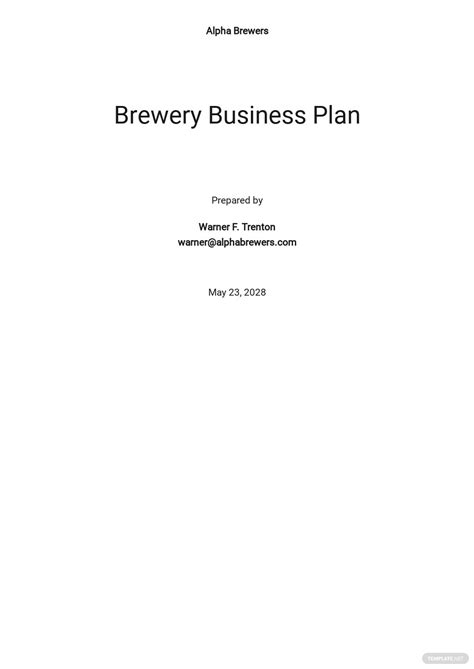 Brewery Business Plan Template Free