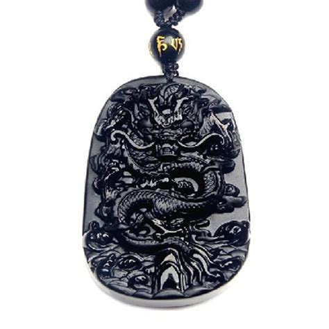 Drop Shipping Carving Chinese Black A Natural Obsidian Carved Dragon