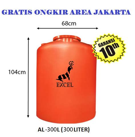 Harga tangki air toren air tandon air penguin tb 70. Jual TANGKI AIR/ WATER TANK/ TOREN MERK EXCEL 300 LITER di ...