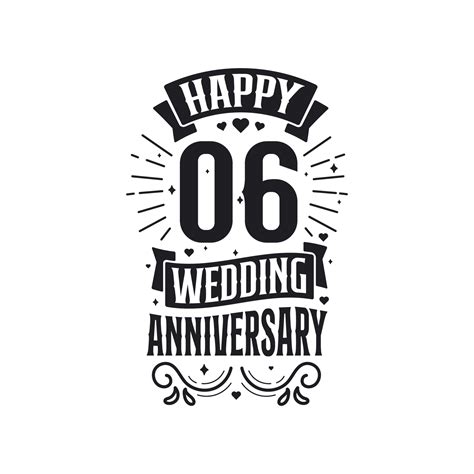 6 Years Anniversary Celebration Typography Design Happy 6th Wedding