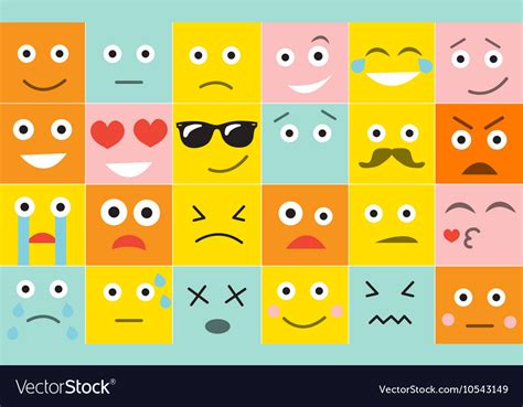 set square emoticons with different emotions vector image