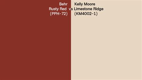 Behr Rusty Red Pph 72 Vs Kelly Moore Limestone Ridge Km4002 1 Side