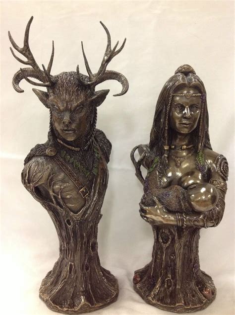 Celtic God Cernunnos And Mother Earth Danu Figurine Statue Sculpture