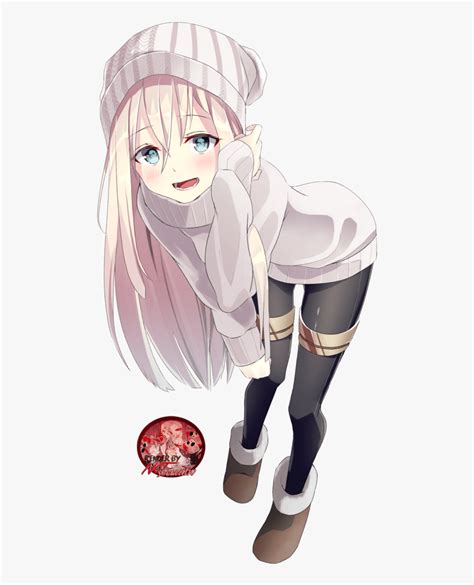 Her first appearance in the anime was in a set of pink pajamas. Winter Anime Girl Png - Cute Anime Girl Blonde Hair Blue ...