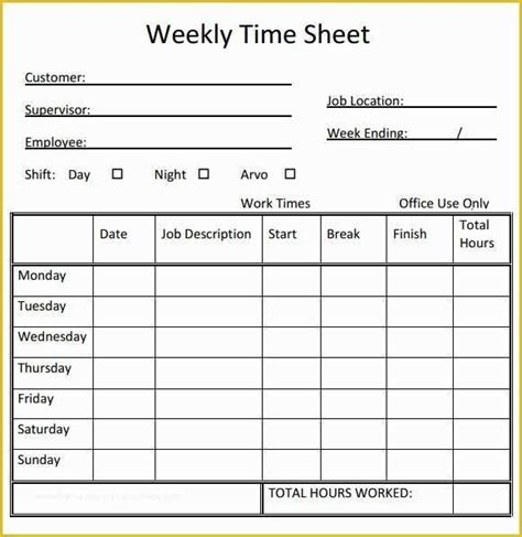 Project Timesheet Template Free Of Weekly Timesheet Template 15 Free