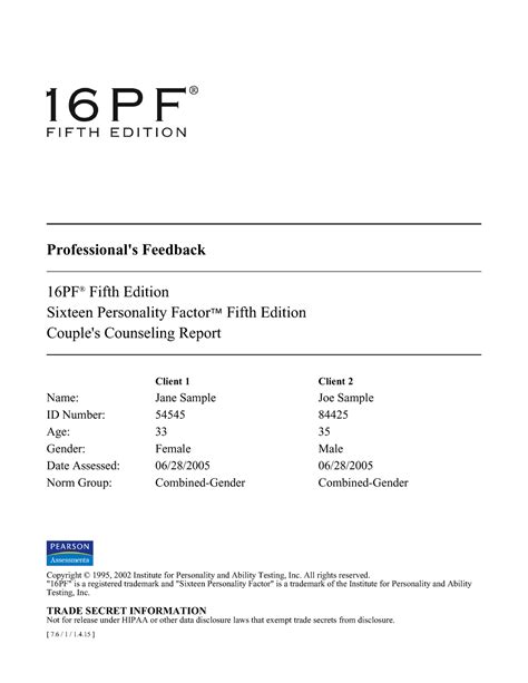 16pf5couples Book Professionals Feedback 16pf Fifth Edition