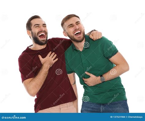 Portrait Of Young Men Laughing Stock Photo Image Of Fashion Isolated