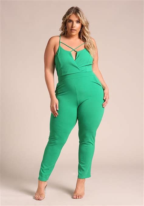 Plus Size Clothing Plus Size Cross Strap Pocket Jumpsuit Debshops