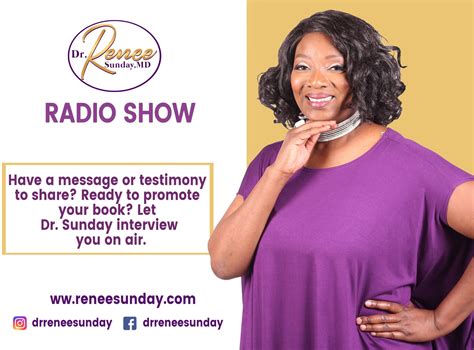 Get An On Air Interview With Dr Renee Sunday Get To Share Your