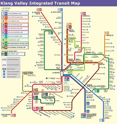 Mrt in kuala lumpur includes stations in sungai buloh, phileo damansara, maluri, sri rya, kajang, and much more! Klang Valley Integrated Transit Map | Peta, Lumpur, Kuala ...