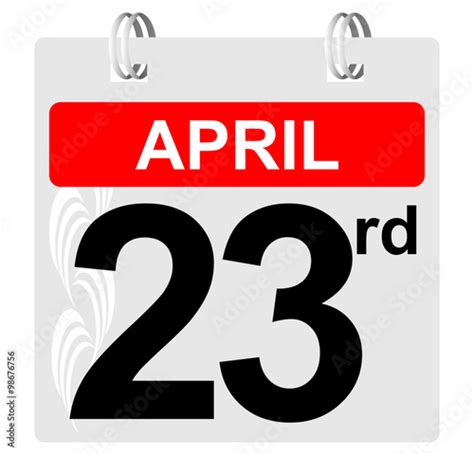 23rd April Calendar With Ornament Stock Vector Adobe Stock