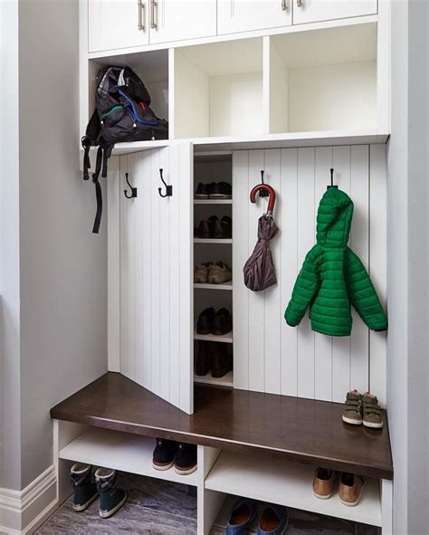 Our Creative Mudroom Design Features Hidden Shoe Storage Cabinets