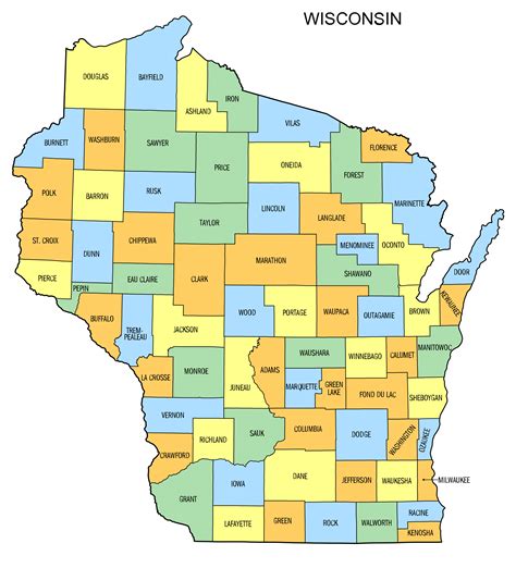 Wisconsin County Map Printable State Map With County Lines Diy