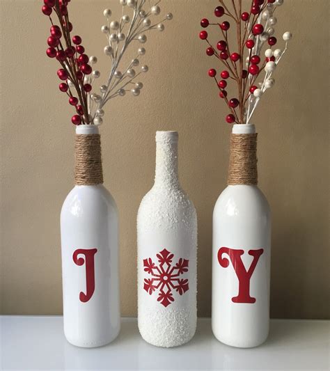 Joy Wine Bottles Christmas Decorations Snow Wine Bottles
