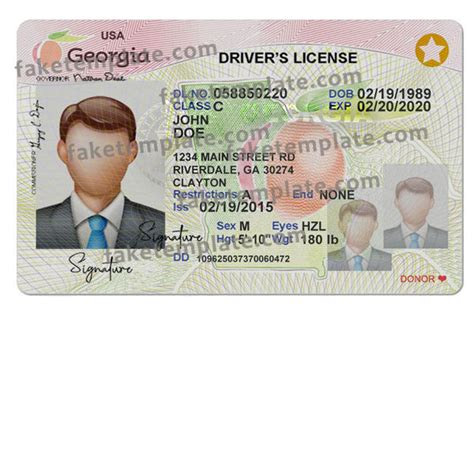 Georgia Driver License Template V2 Fake Georgia Driver License