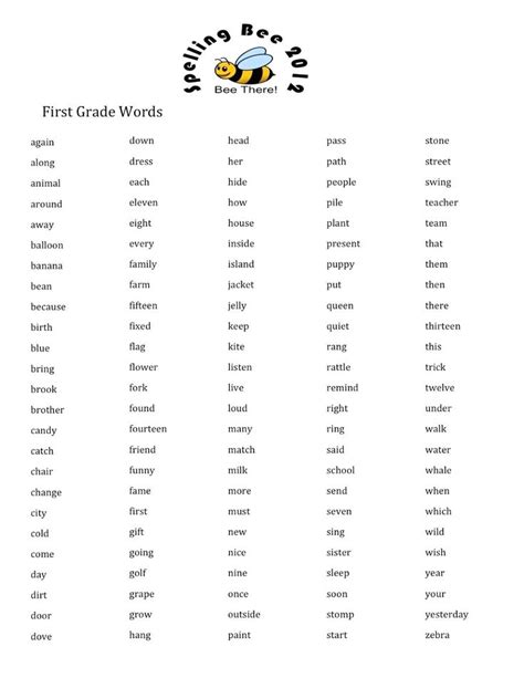 1st Grade Vocabulary Words Worksheets