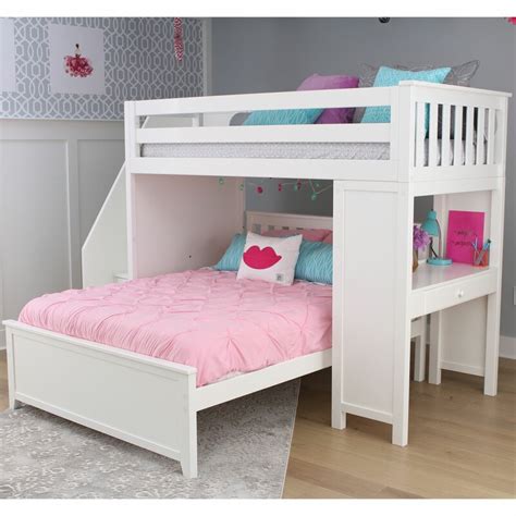 Zoomie Kids Alvarez Staircase Combo Twin Over Full L Shaped Bunk Bed