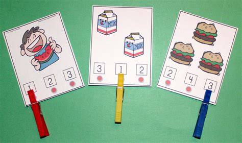 1 2 3 Learn Curriculum Nutrition Clothes Pin Number Matching Cards