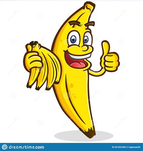 A Big Happy Banana Smiling And Holding A Bunch Of Bananas Stock Vector
