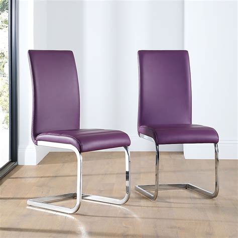 Perth Dining Chair Purple Classic Faux Leather And Chrome Only £7999