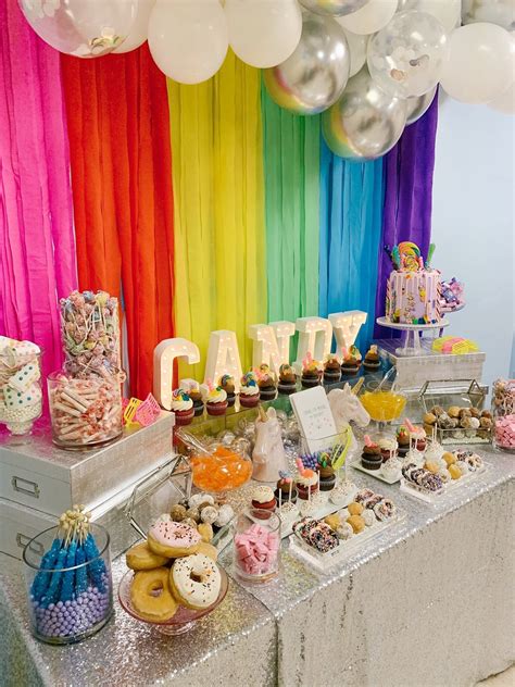 Rainbow Candy Buffet Girls Birthday Party Decorations Candy Birthday