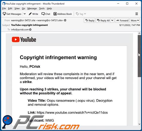 Youtube Copyright Infringement Warning Email Virus Removal And Recovery Steps Updated