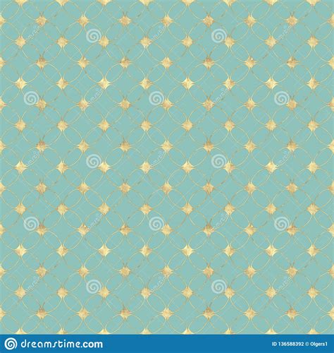 Seamless Pastel Mint Teal Turquoise Background With Abstract Vintage Gold Glitter Pattern Stock