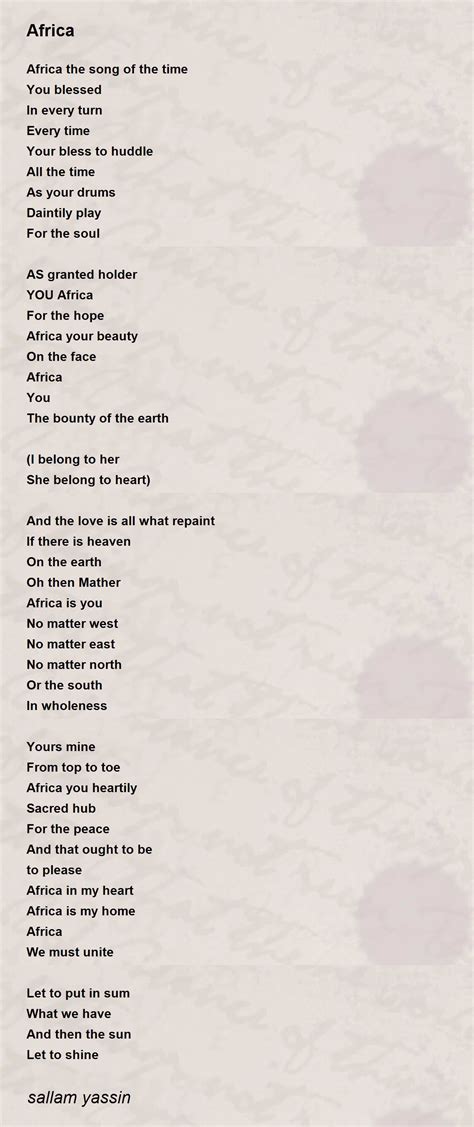 Africa Poem By Sallam Yassin Poem Hunter