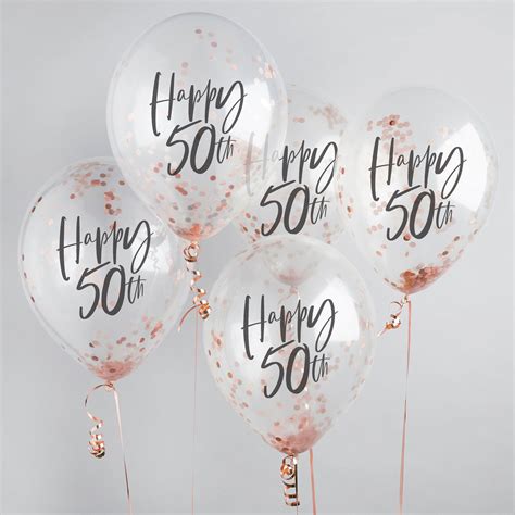 Rose Gold Happy 50th Confetti Balloons Hootyballoo