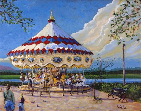 By Randy Wells Acrylic On Canvas Of A Carousel In Huntsville Alabama