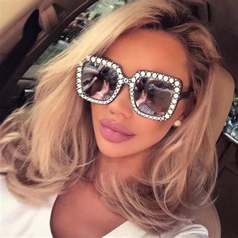 realstar brand new diamond sunglasses for women designer oversized square sun glasses women 2018