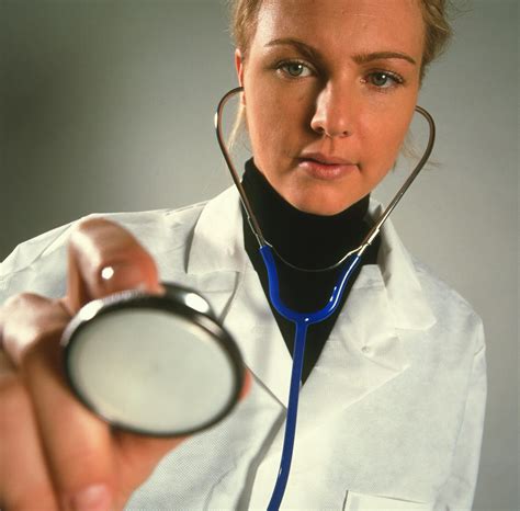 Patients Eye View Of A Gp Doctor With Stethoscope Photograph By Tek Image
