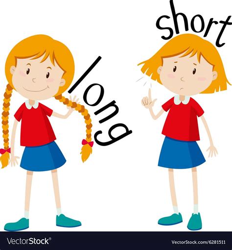 Opposite Adjectives Long And Short Vector Image On Vectorstock