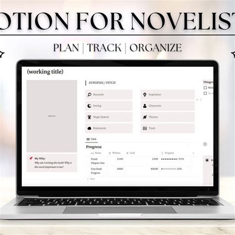Notion Template For Novel Writing Etsy México