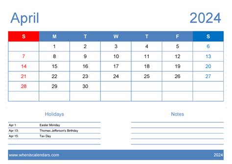 April 2024 Calendar Template Editable A4405